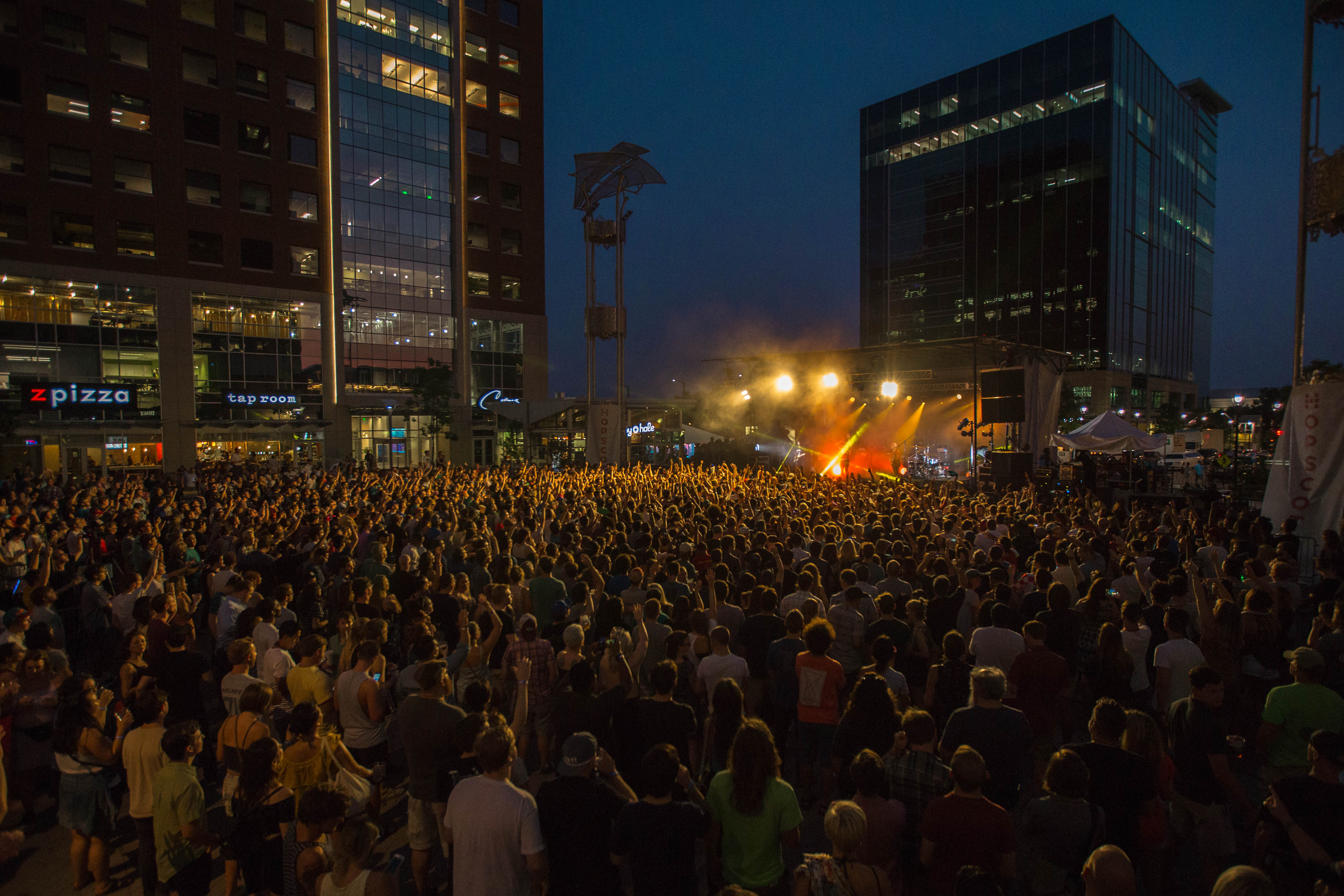Festival attendees in downtown Raleigh at Hopscotch Music Festival