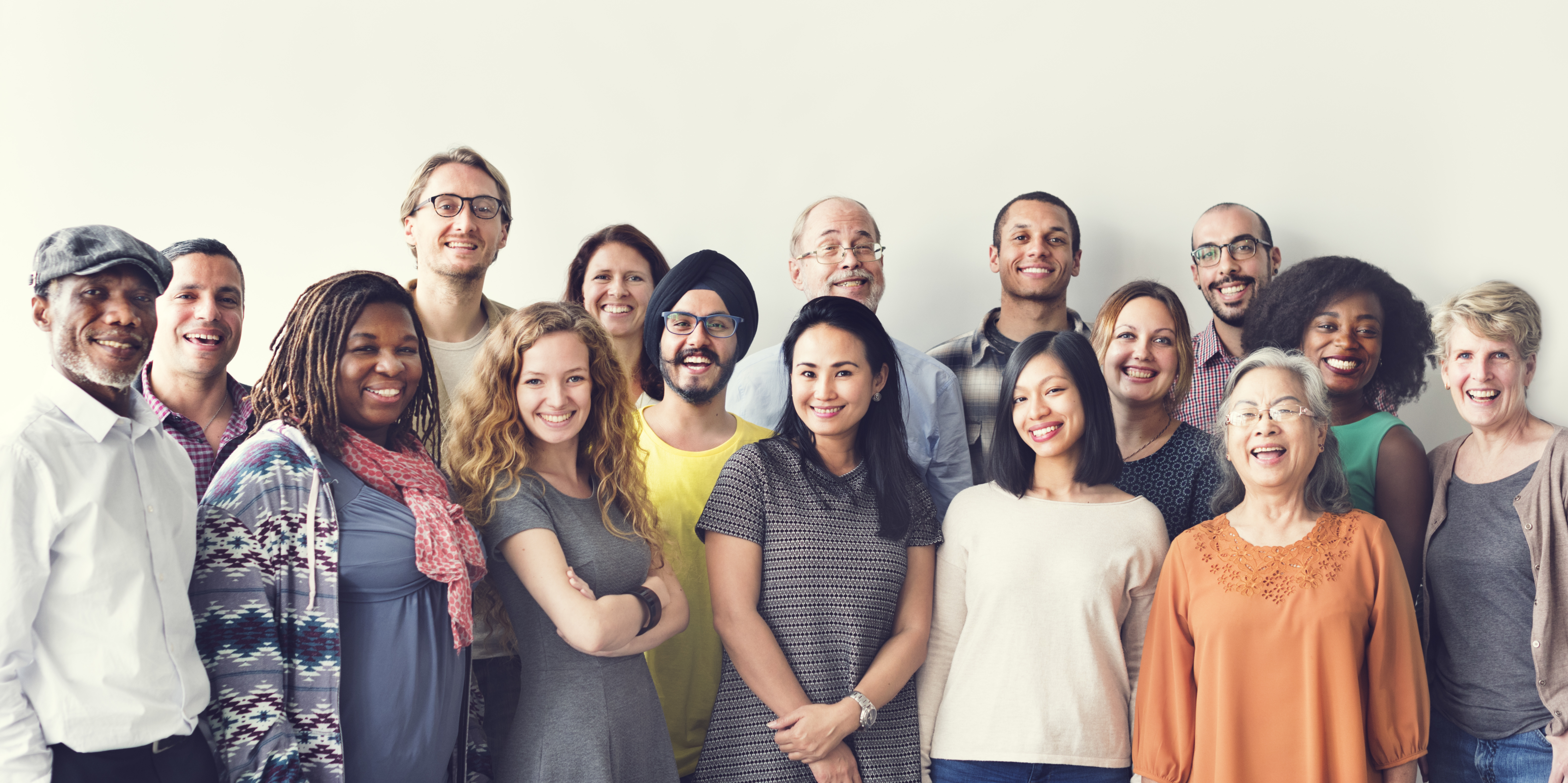 group photo of different ethnicity standing together