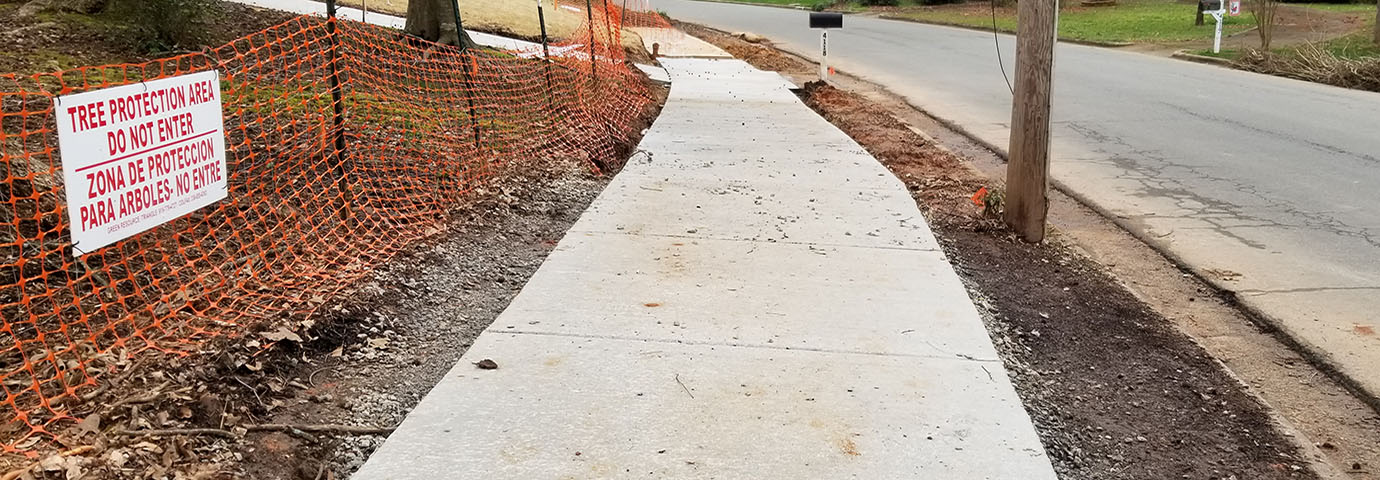 Sidewalk construction on Yadkin Drive