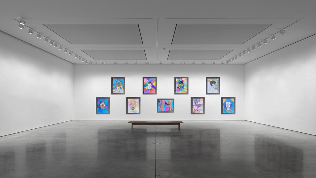 View of a art gallery with pieces of art