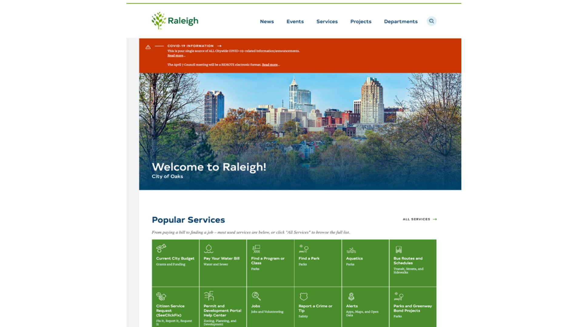 raleighnc.gov homepage