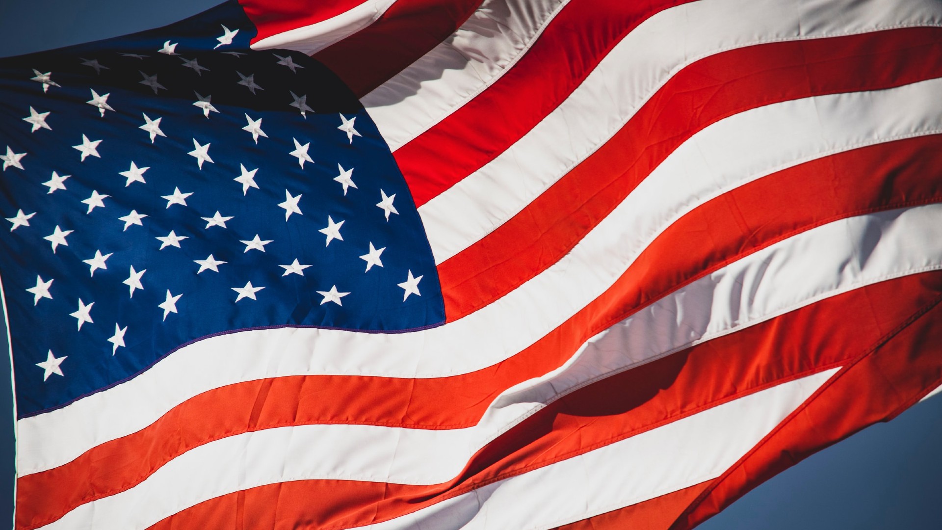 American flag flapping in the wind 