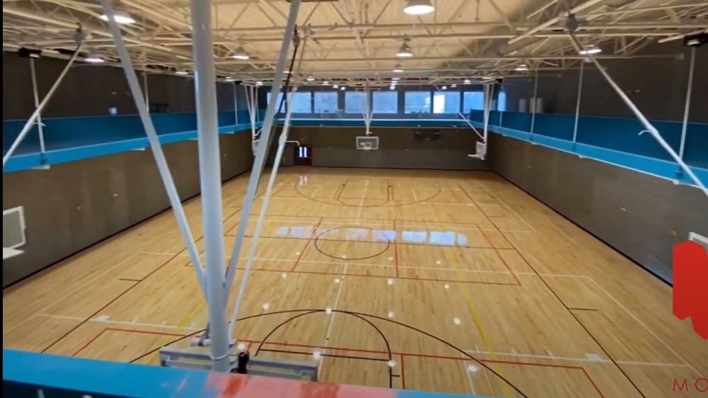 New maple flooring in interior gym