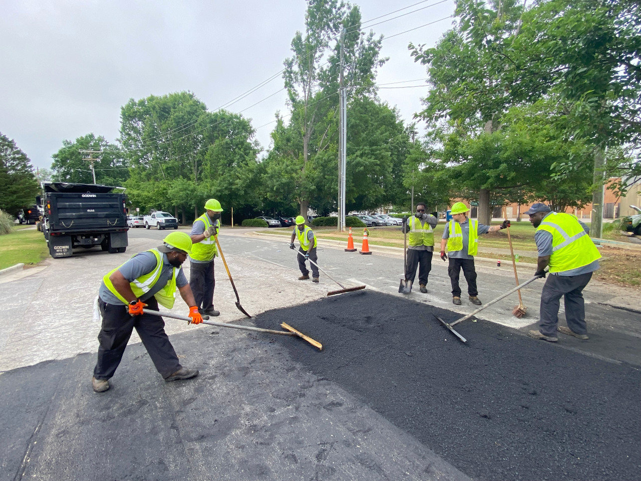 Asphalt crew at work