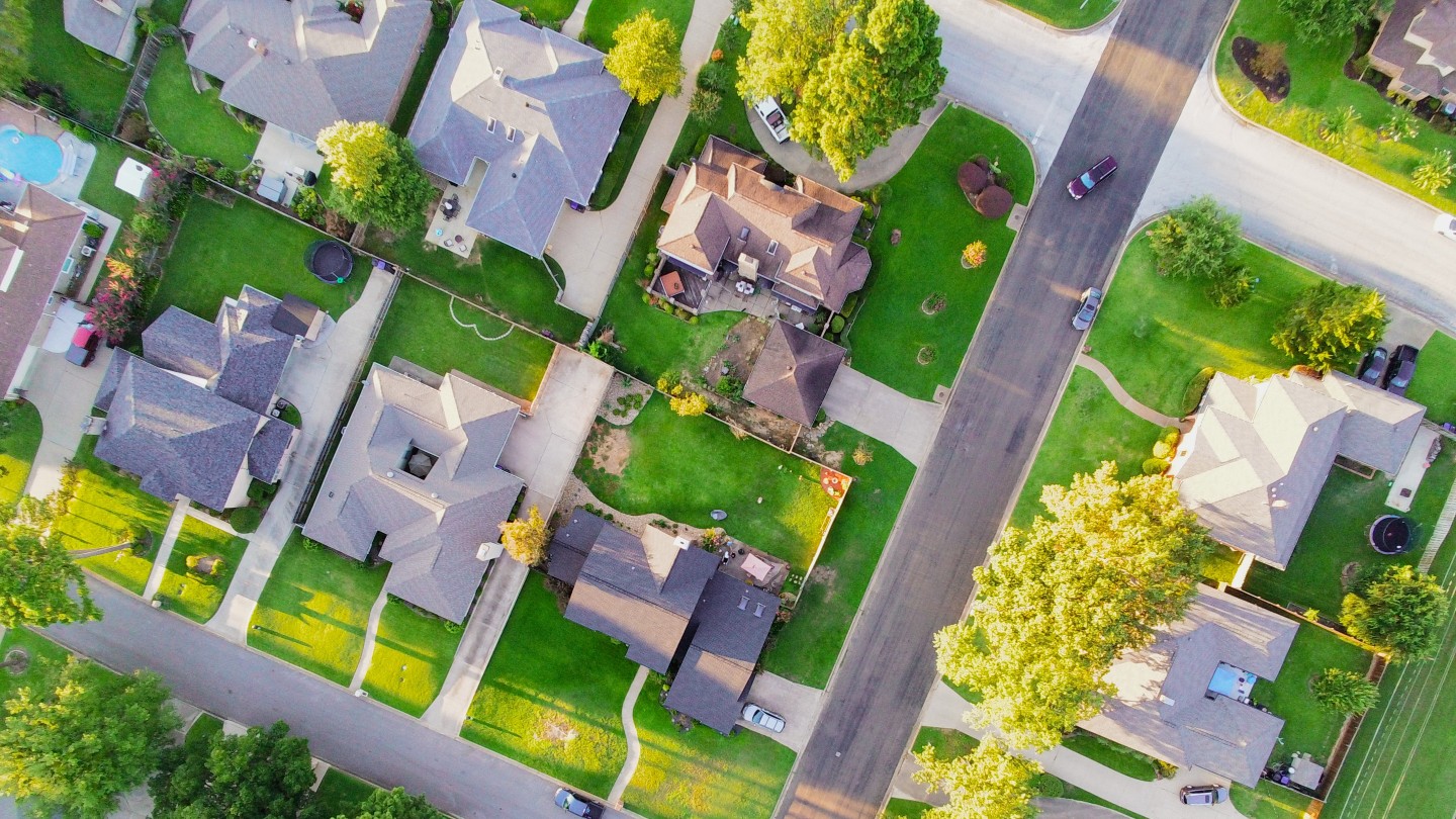Overhead picture of a residential neighborhood