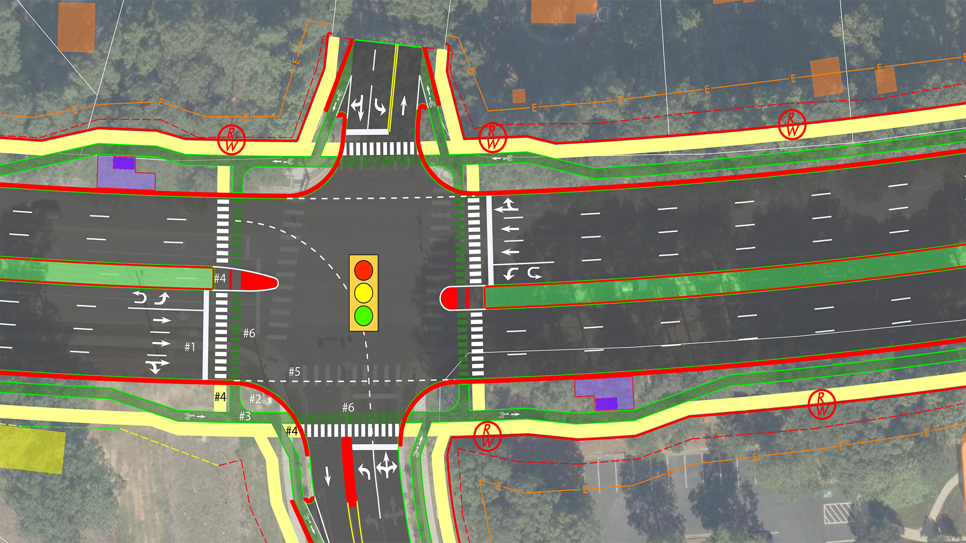 a design rendering of a protected intersection 