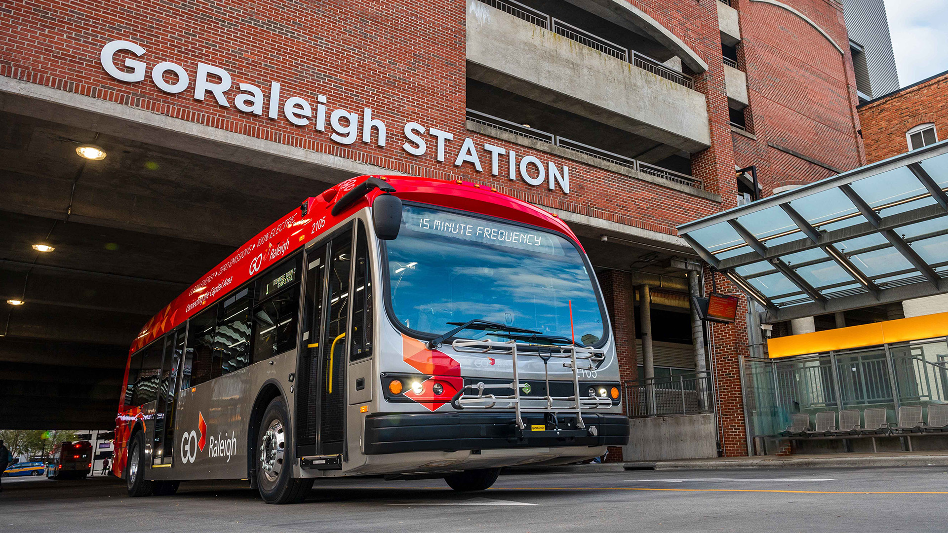 GoRaleigh Bus exiting GoRaleigh Station
