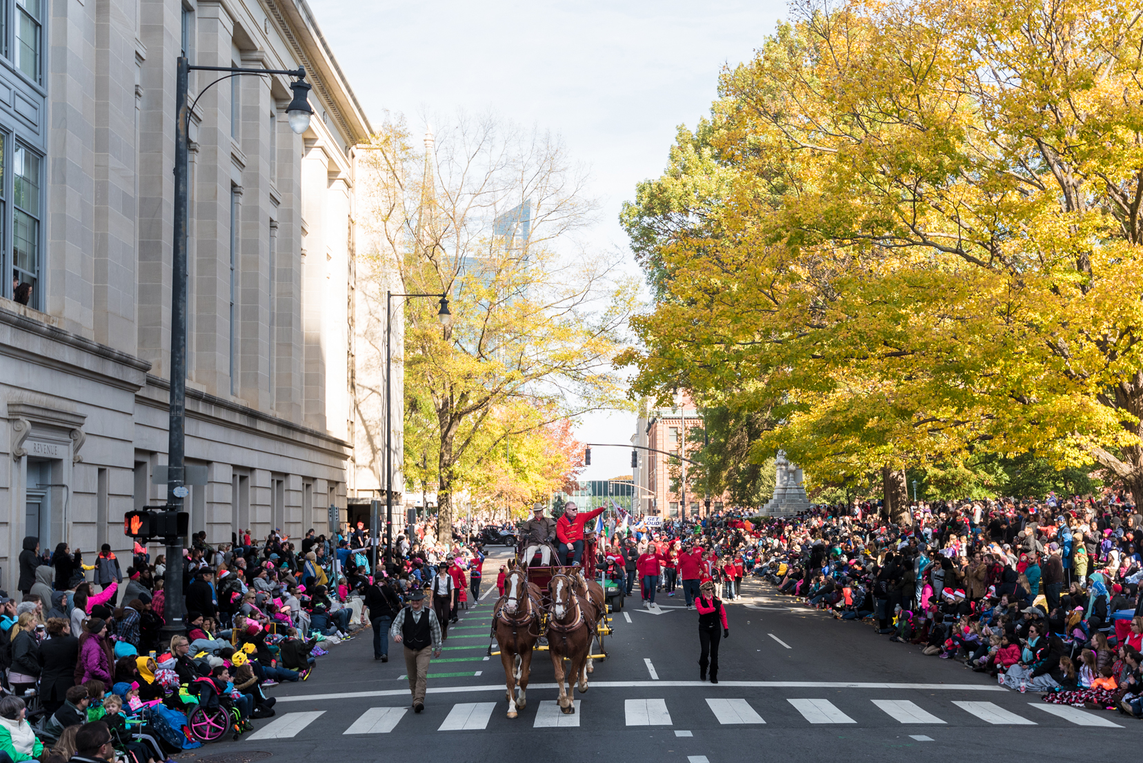 Crowd gathers along Christmas Parade route in Downtown Raleigh