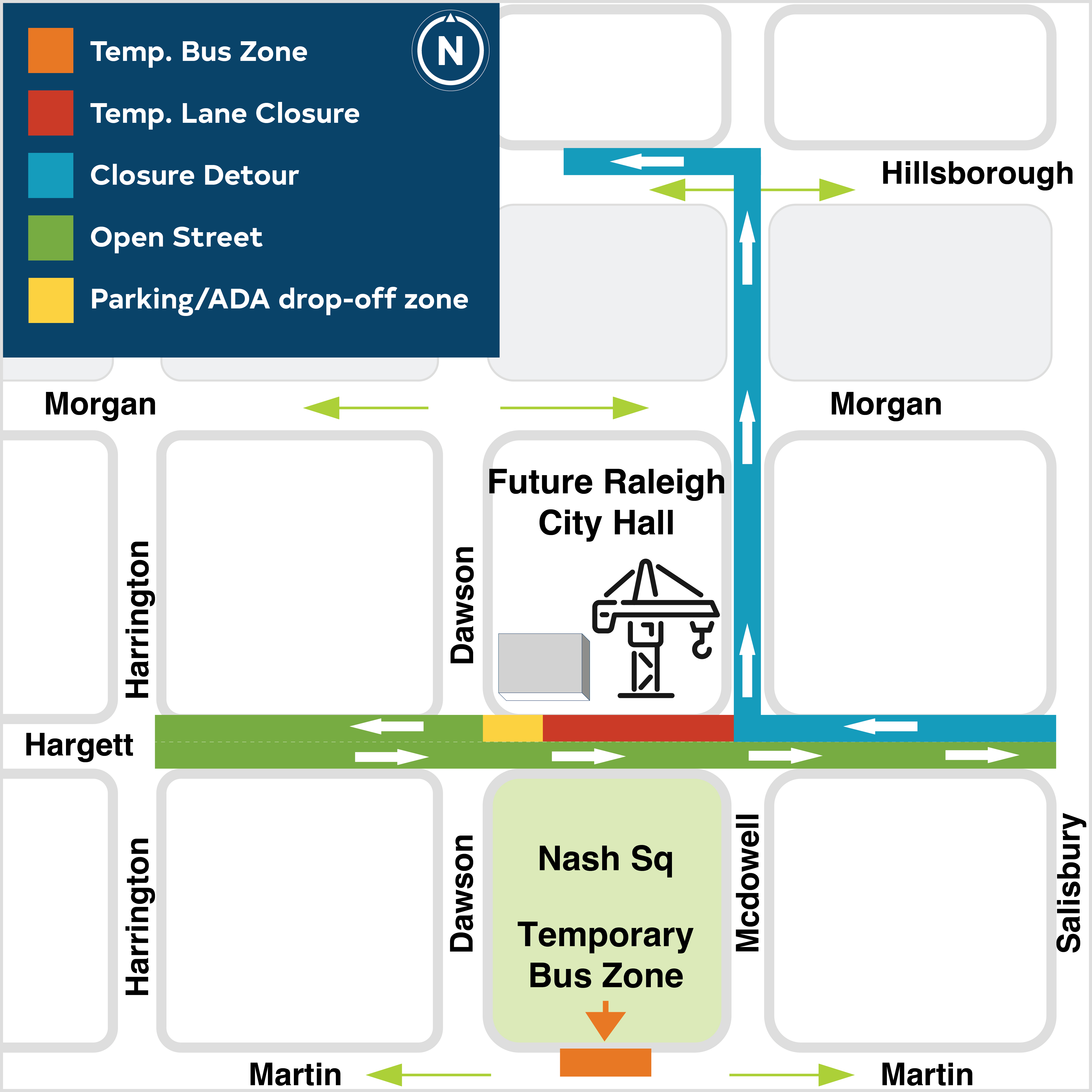 Hargett Street Partial Closure Map - 2025