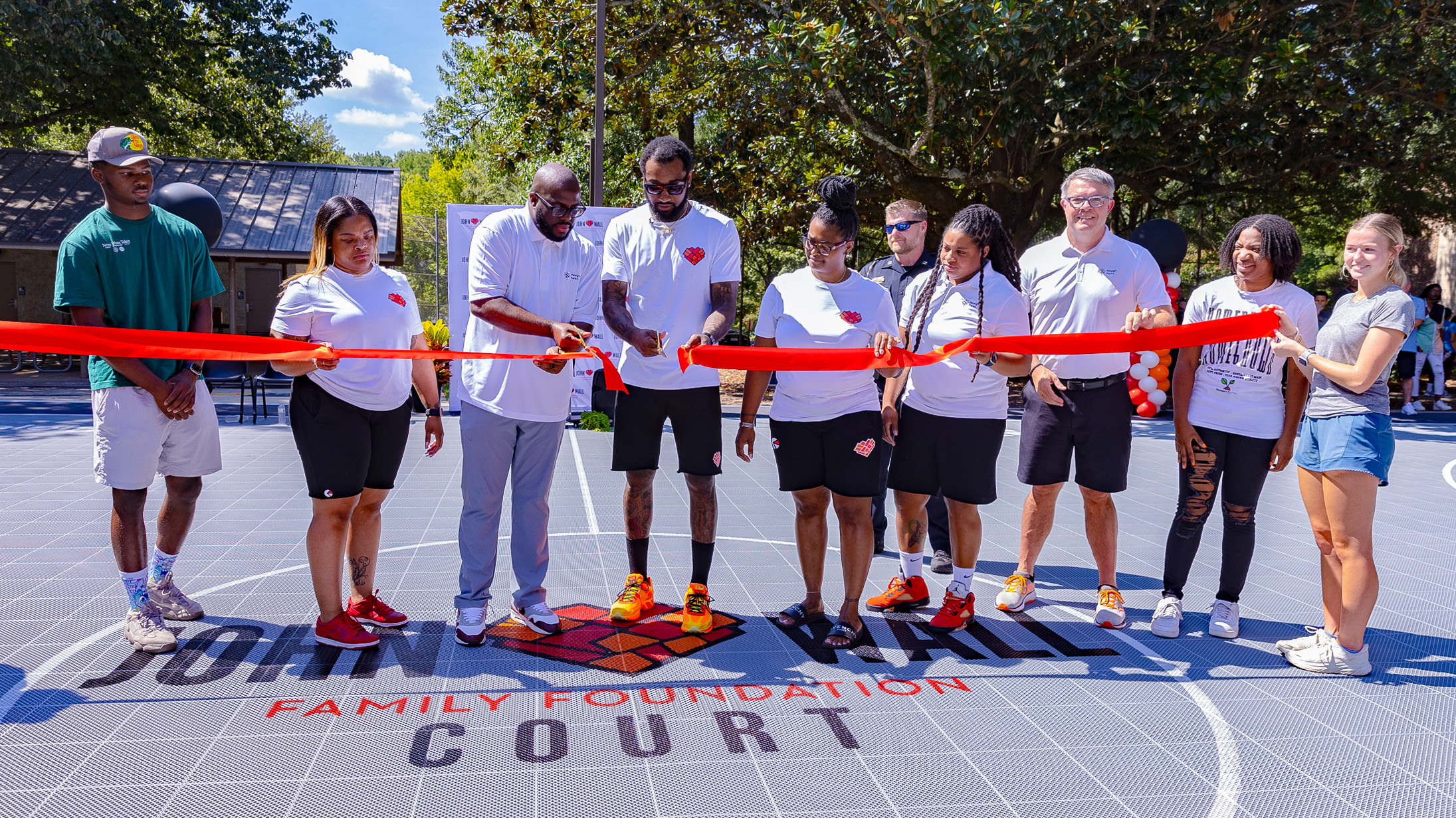 the renovated outdoor basketball court at Roberts park