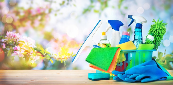 Spring Cleaning. Cleaning products. 