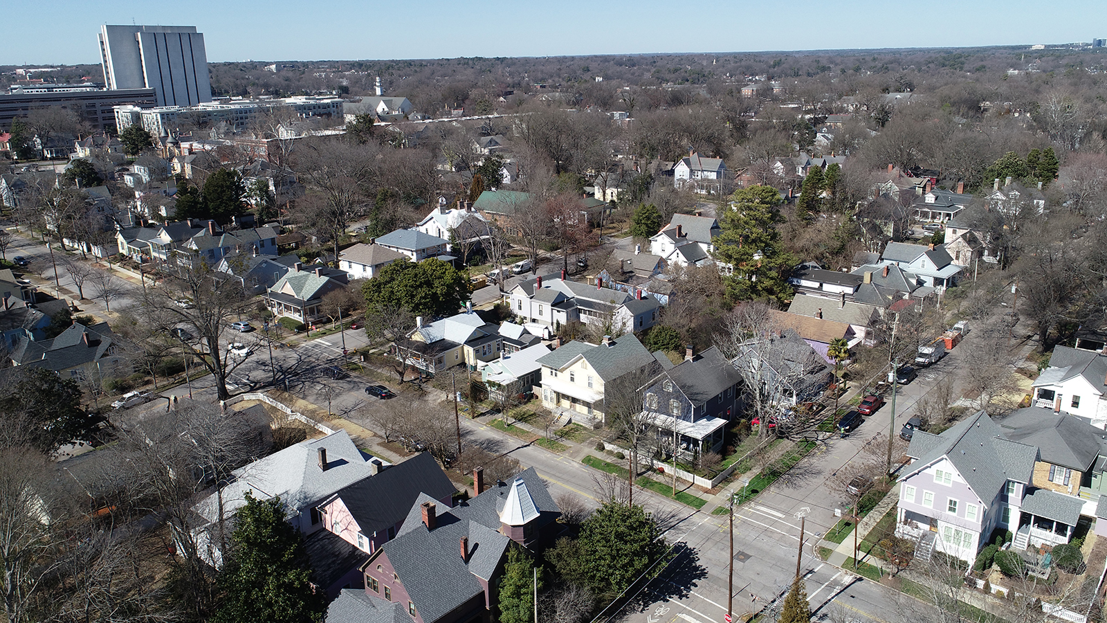 Photo overlooking historic homes in Raleigh