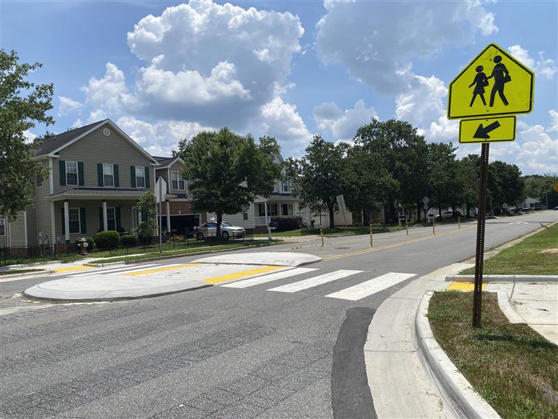 Raised crosswalk near Wildwood Elementary School