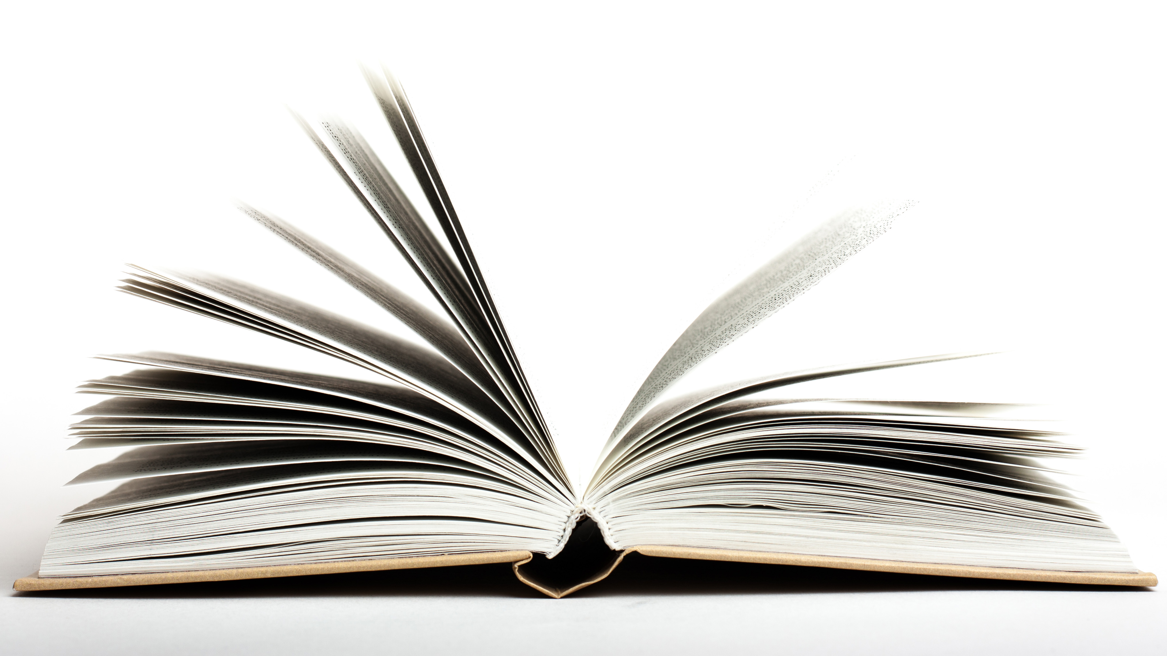 a book on its spine with the pages flared