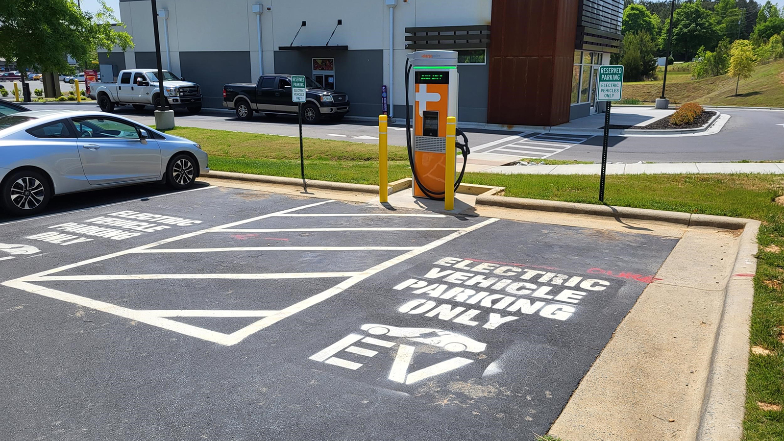 Electric Vehicle Station in Parking Lot