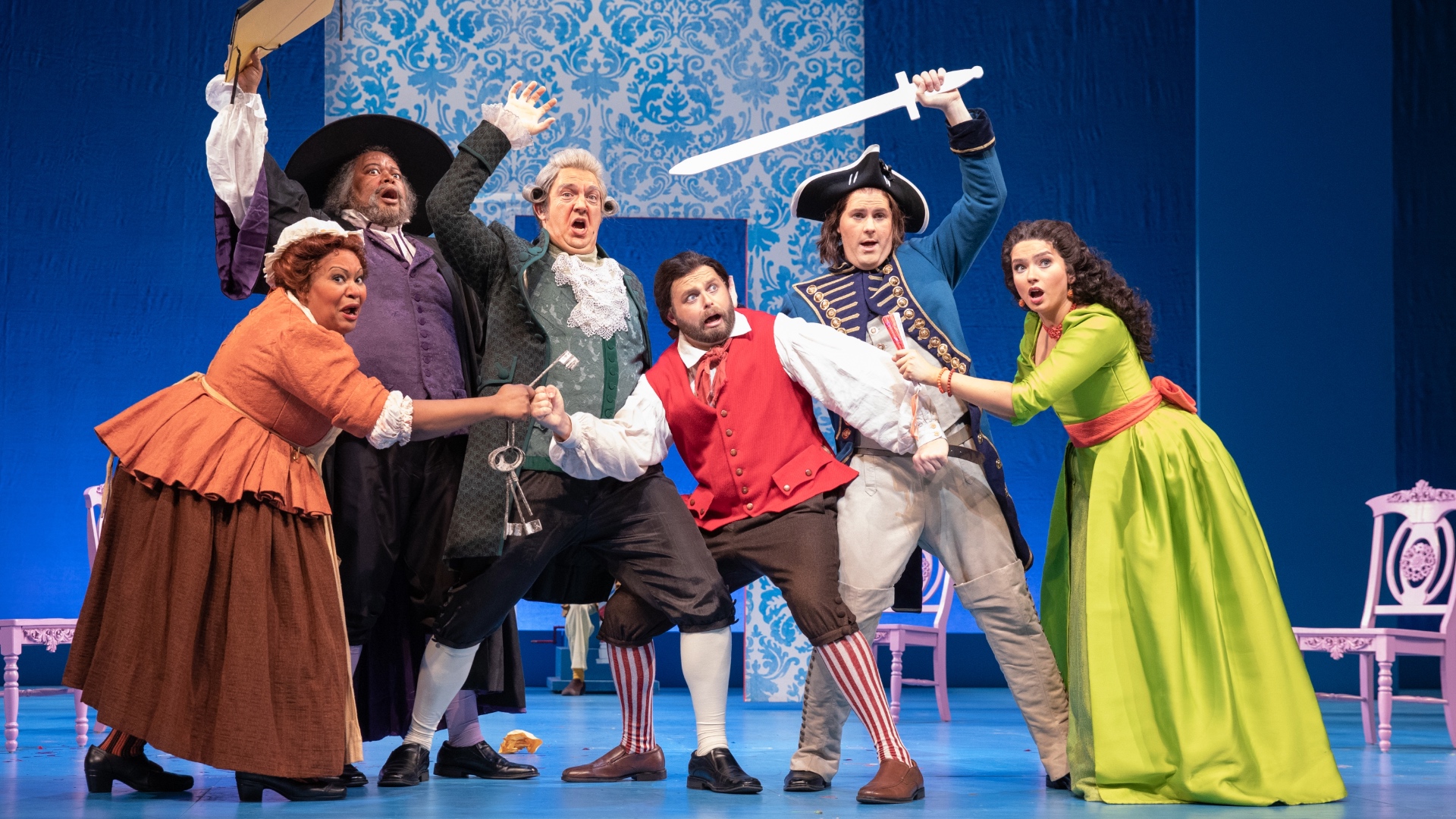 Photo of actors in the play, The Barber of Seville