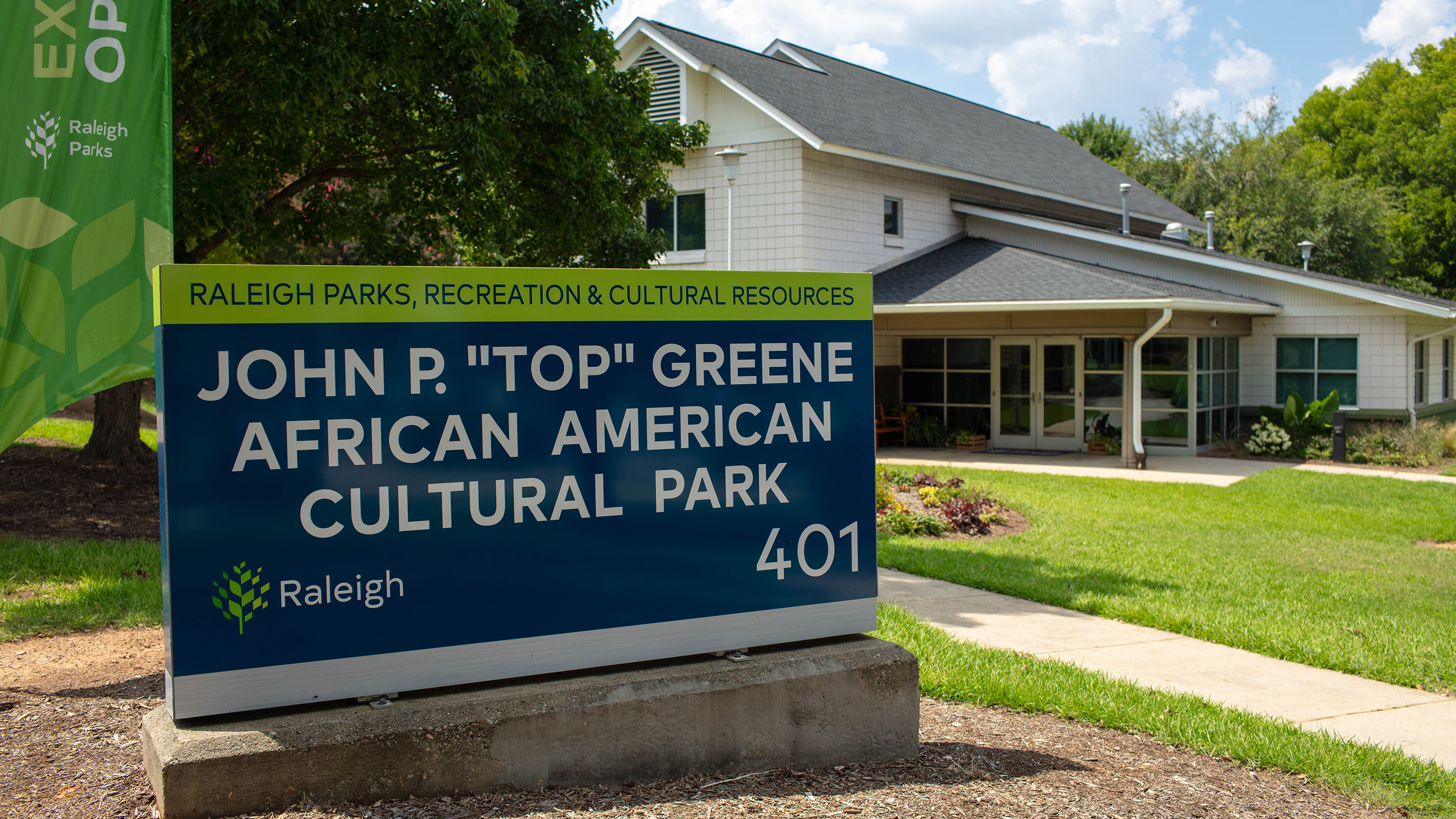the new sign at John P.” Top” Greene African American Cultural Park
