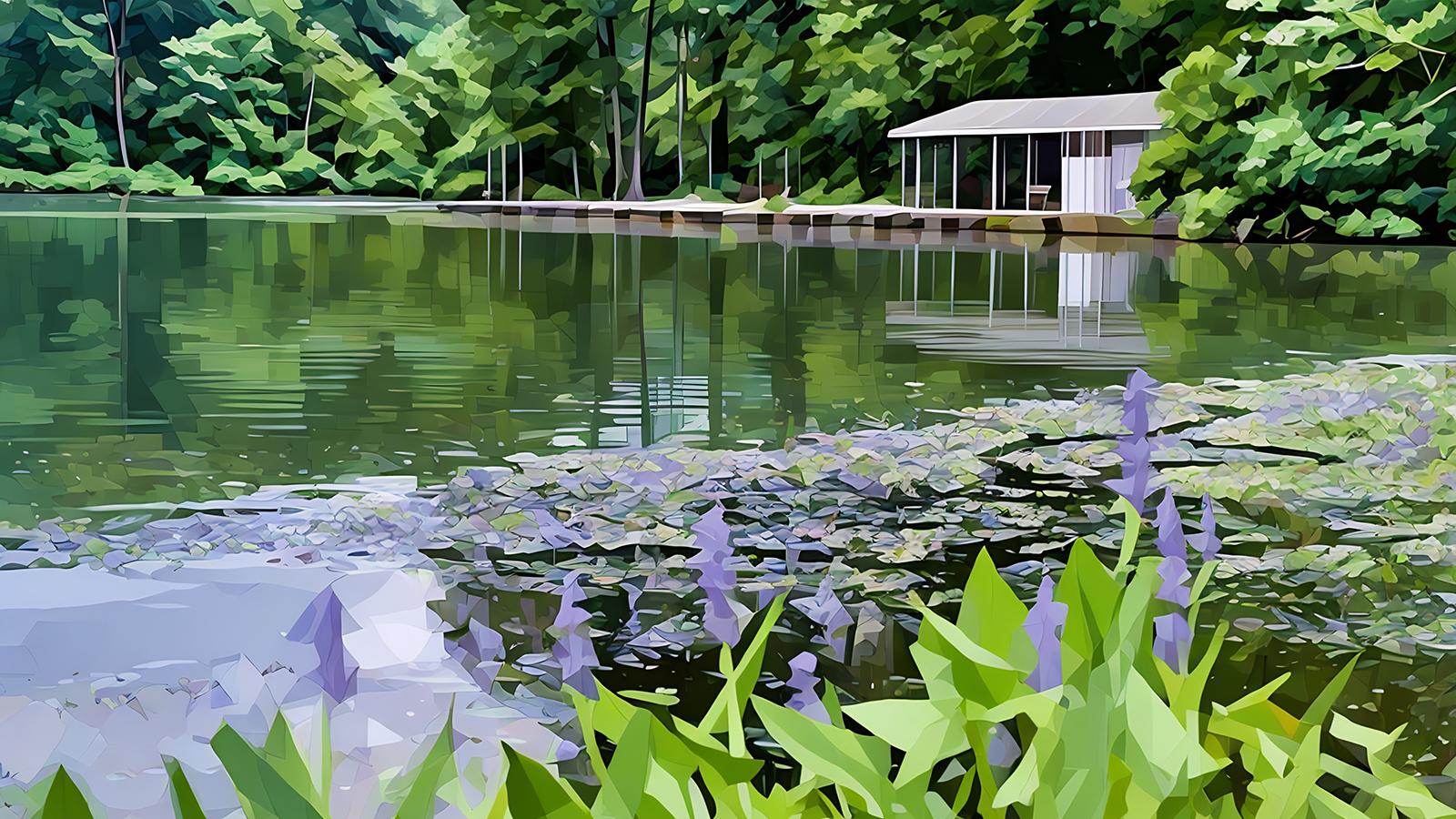 Reflecting Raleigh - Stylized image of a park lake