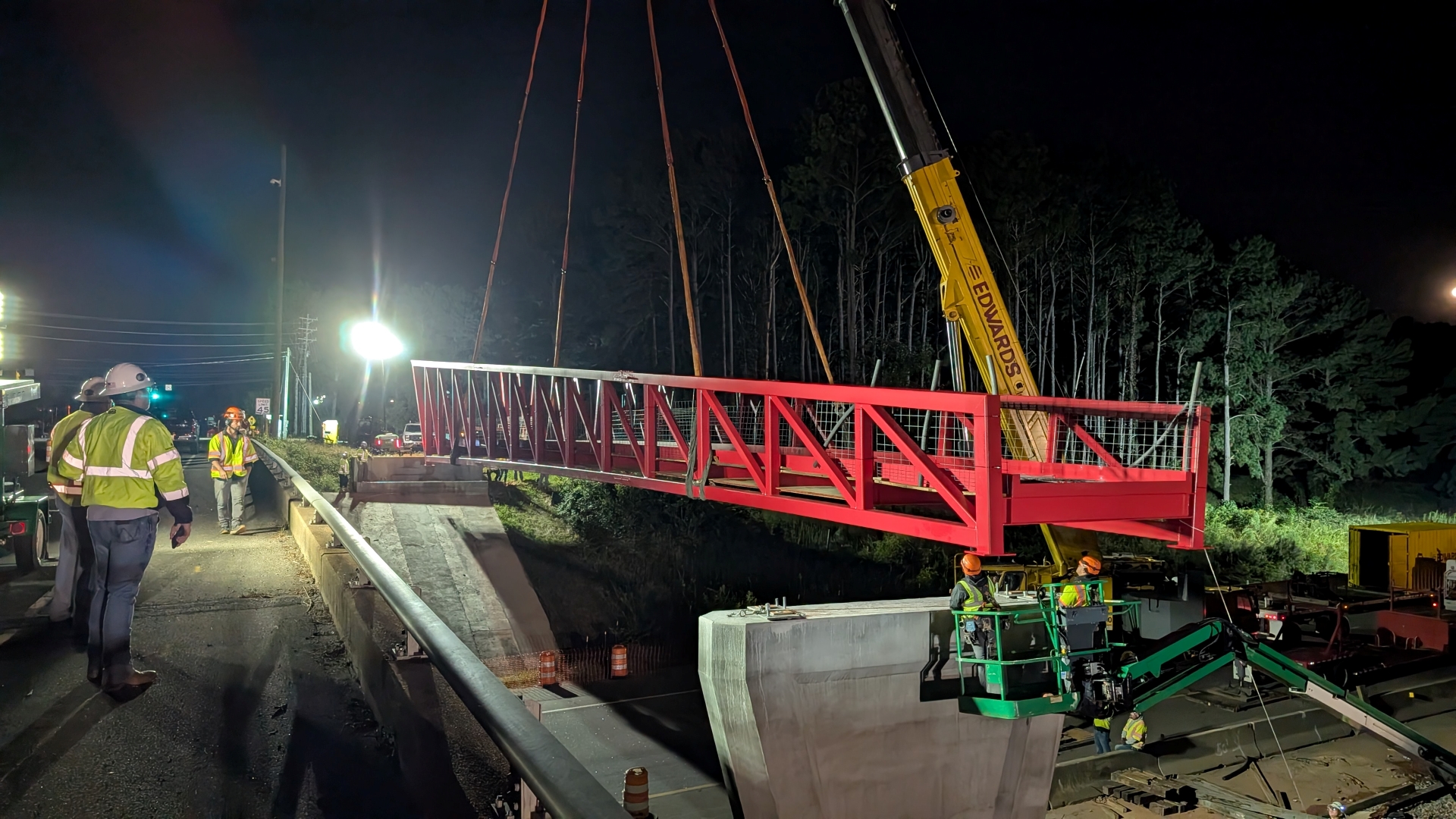 red pedestrian bridge