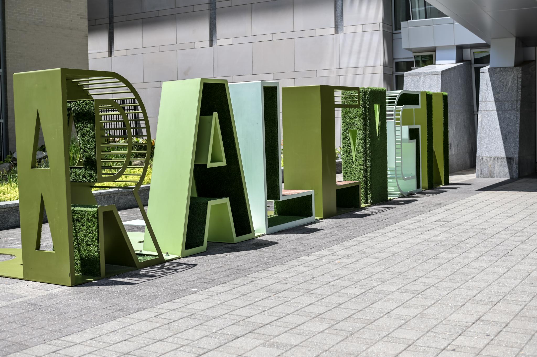 raleigh letters outside raleigh convention center