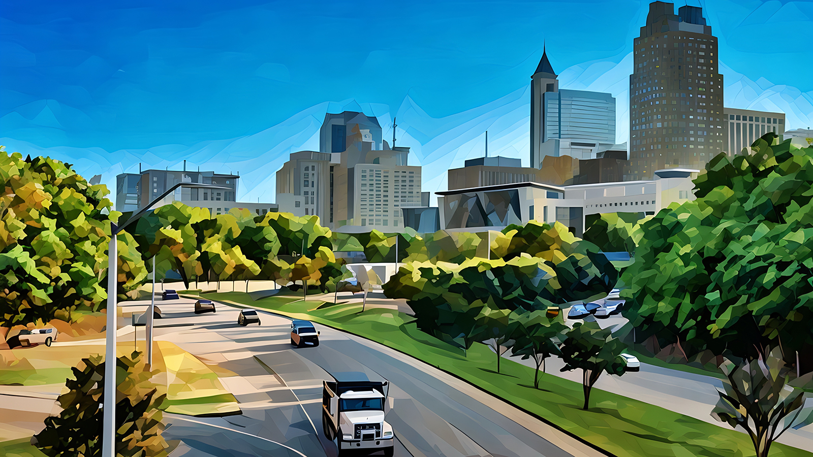 Reflecting Raleigh Technical Teams - A stylized image of downtown Raleigh skyline