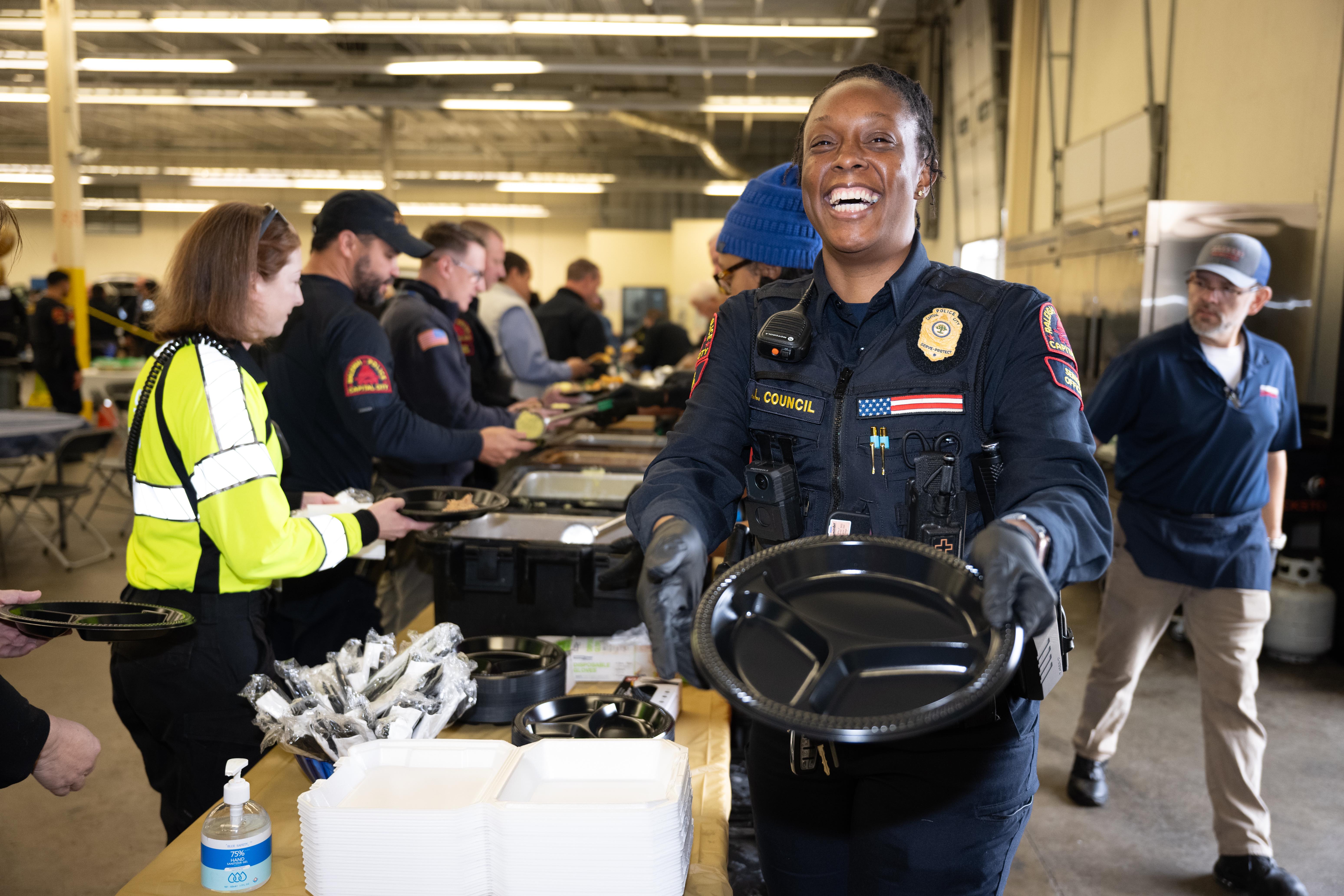 RPD officer holding lunch plate