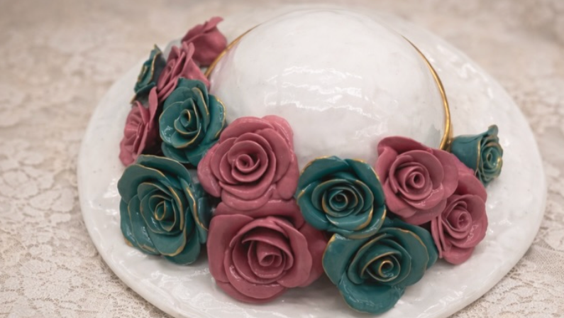 a hat made from ceramic art