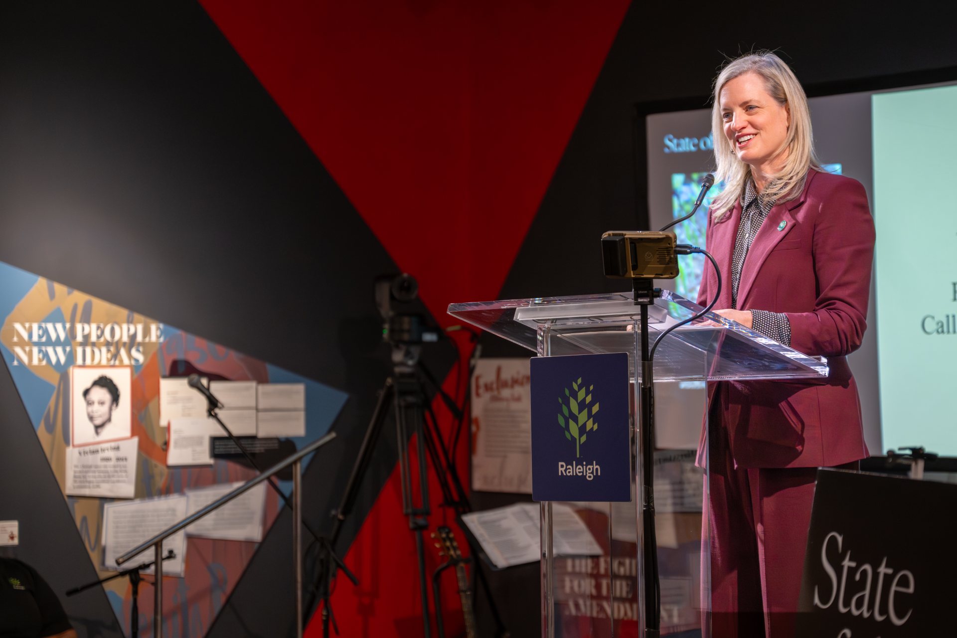 Janet Cowell delivers the state of the city address on March 18 at the Raleigh City Museum