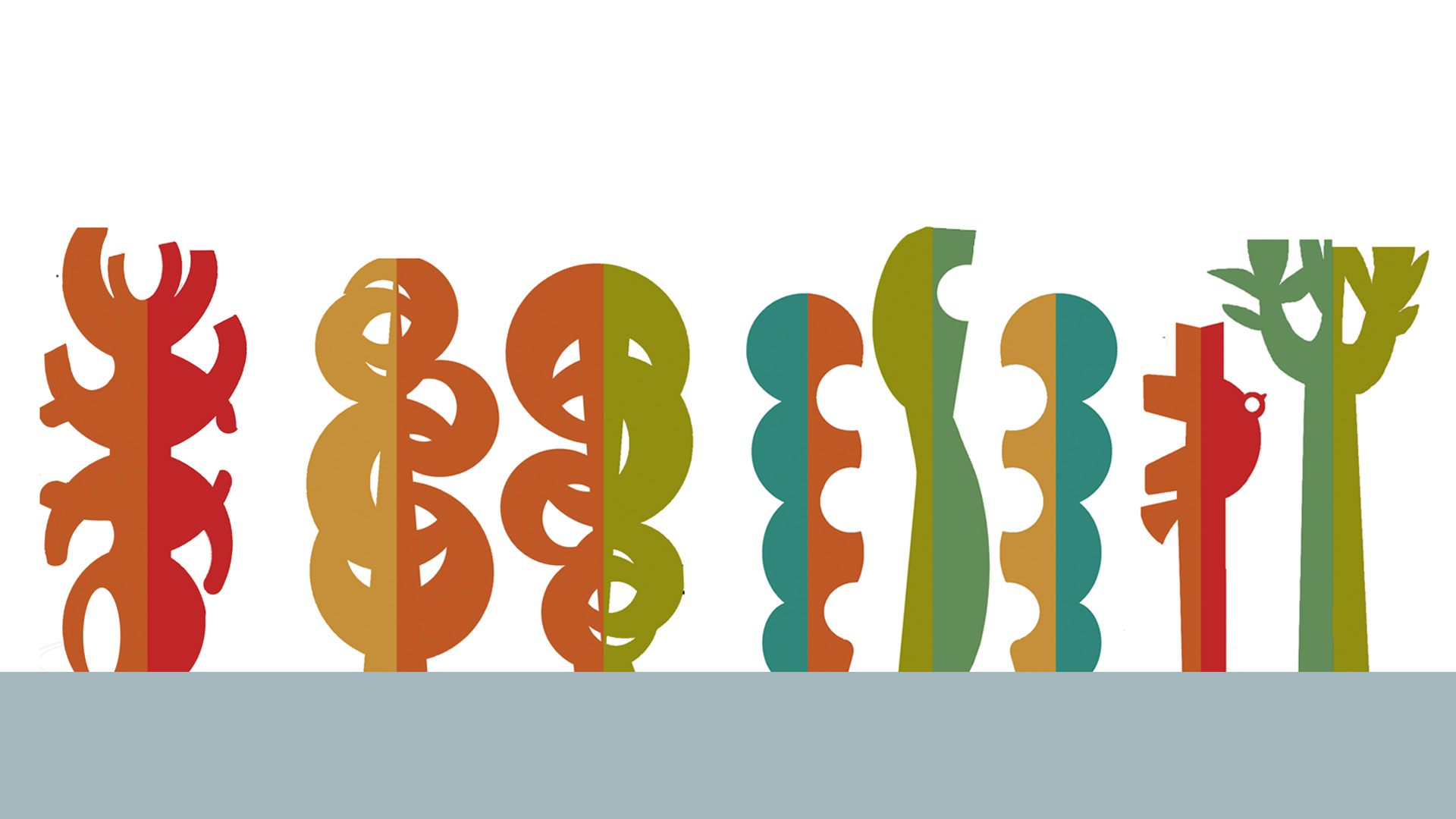 Concept designs for colorful sculptures.