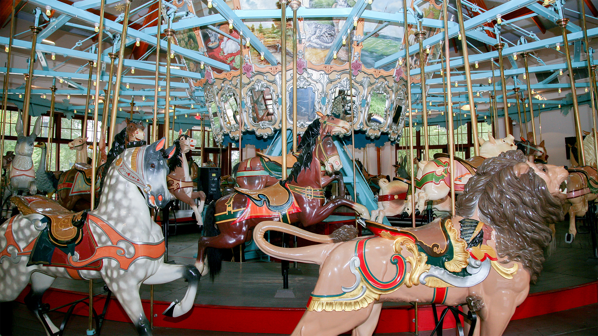 the inside of the pullen carousel 