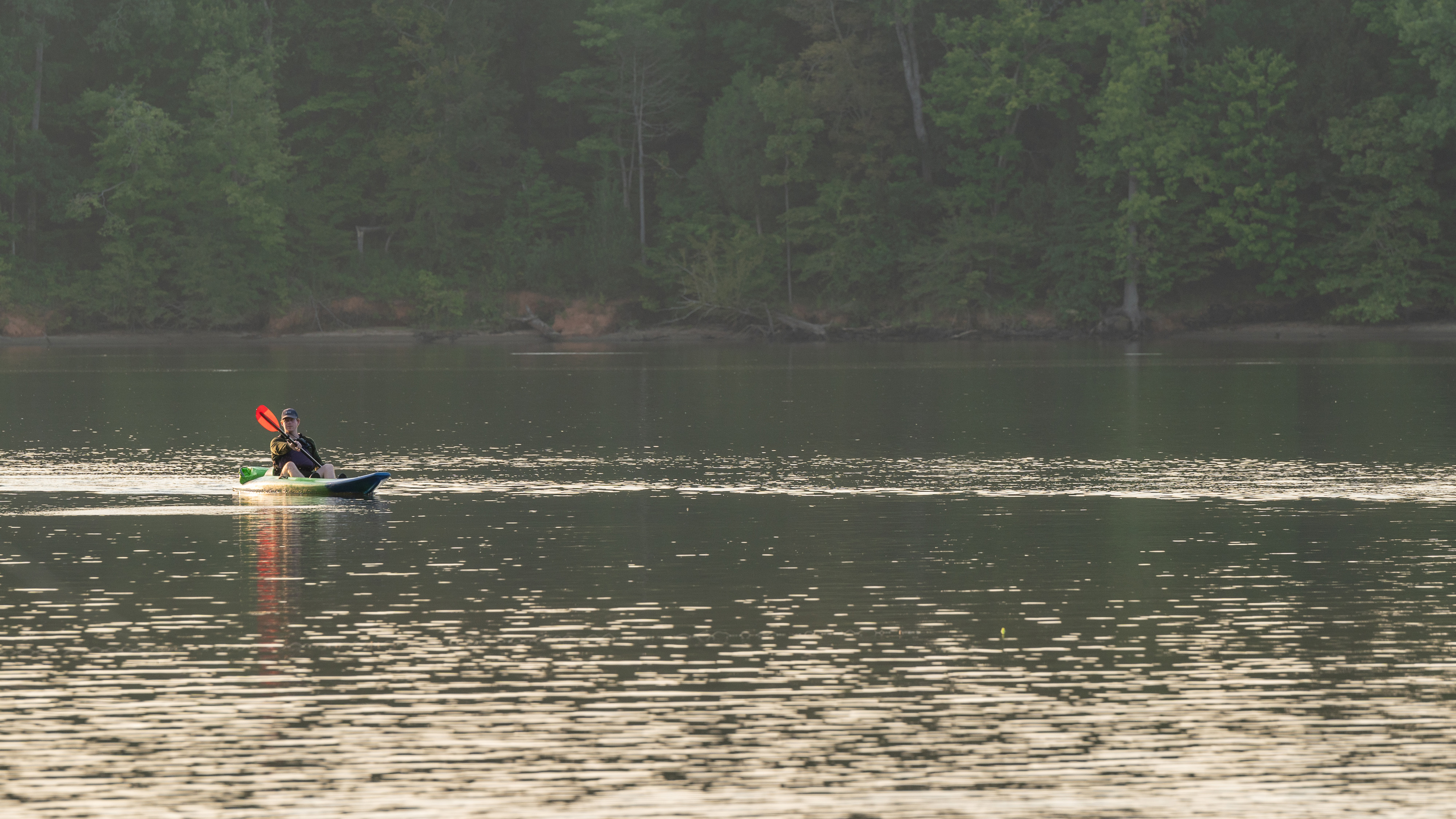 a kayaker on Falls lake