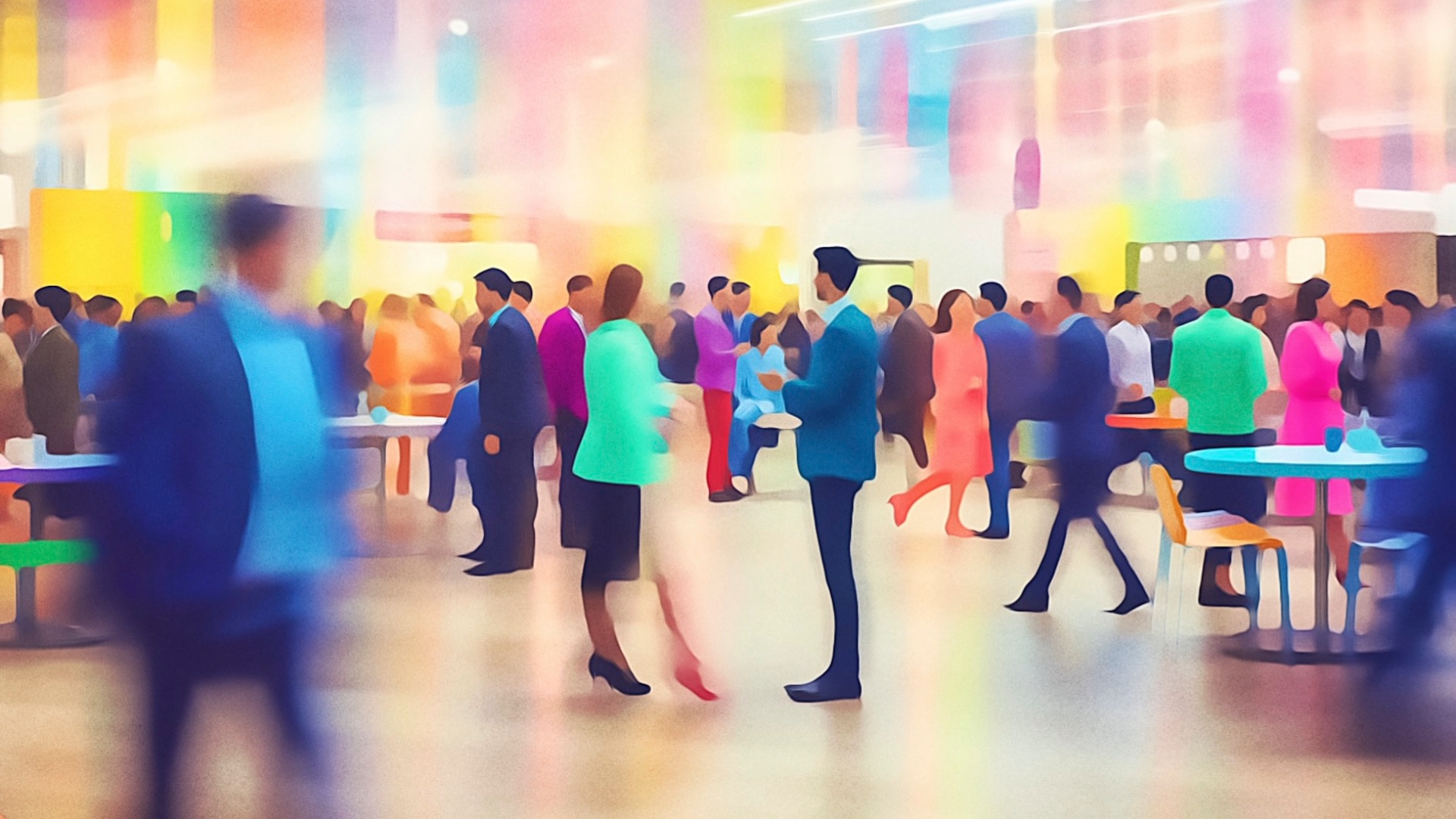Watercolor painting of business people standing in group