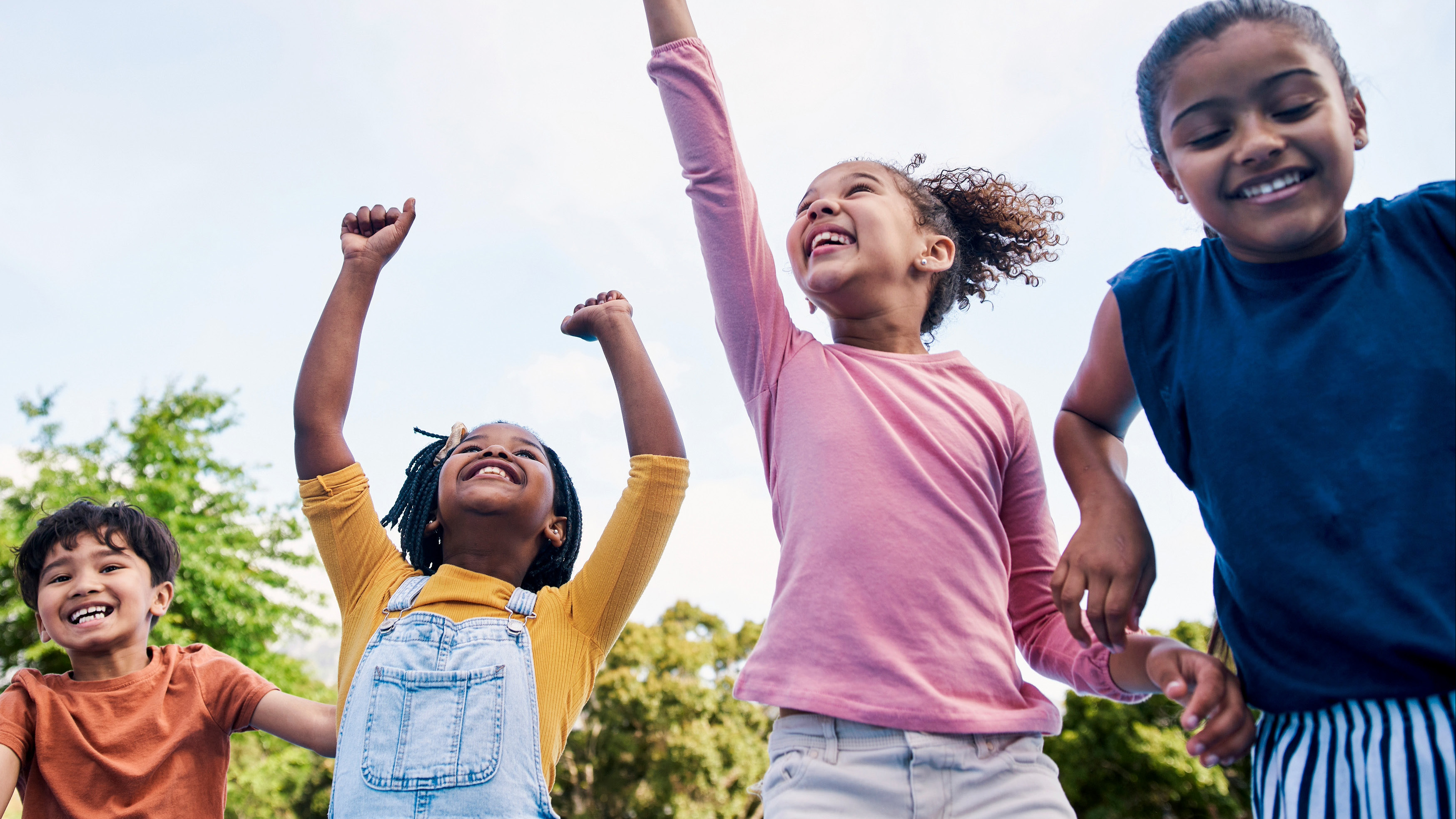 happy children playing outdoors