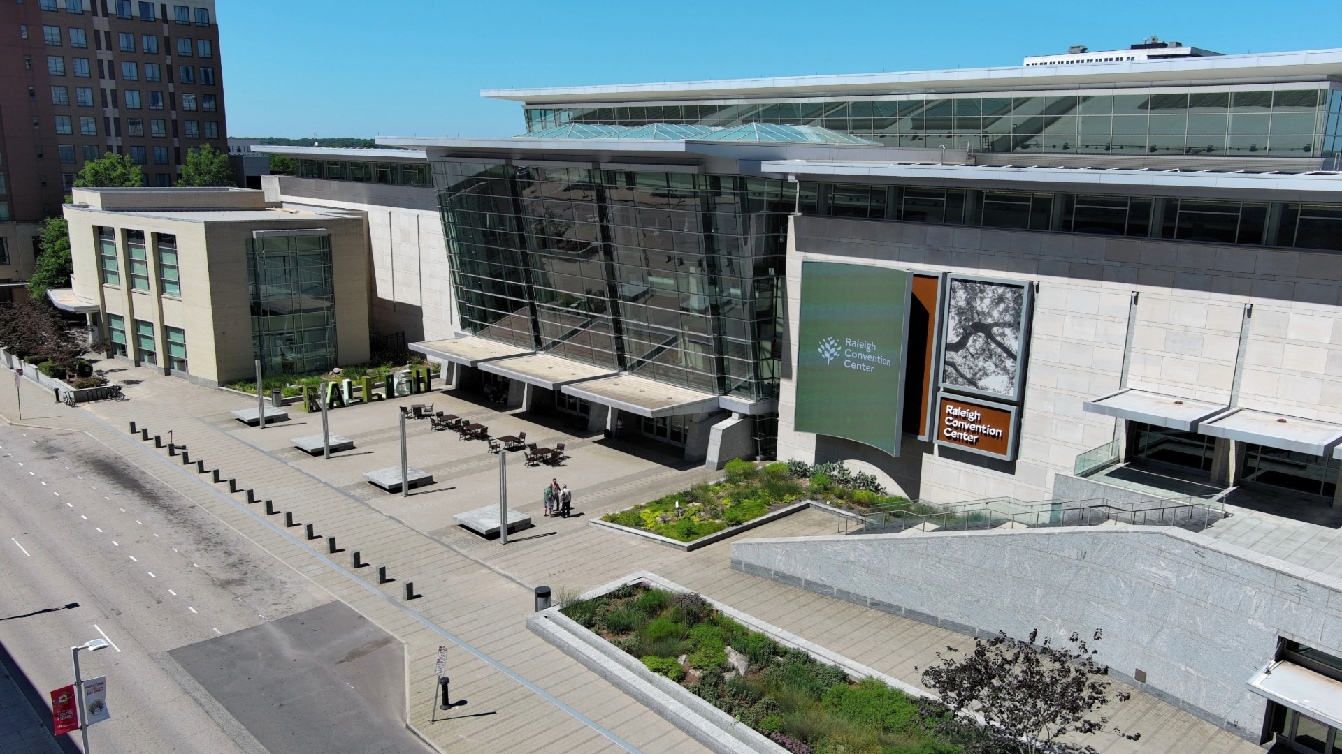 The front of the Raleigh convention center 