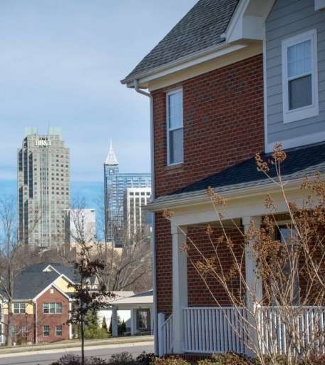 a home with Raleigh skyline in background
