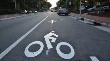 Bike lane on Hillsborough street in Raleigh