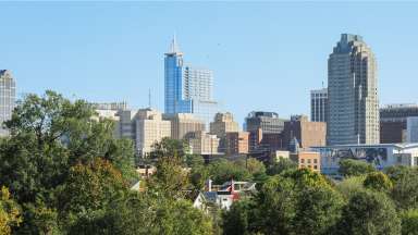 Skyline of the City of Raleigh skyline from Dorthea Dix park