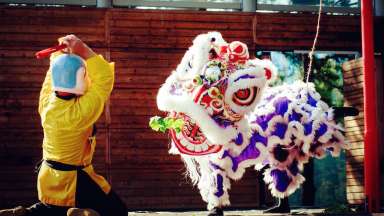 Dance of lion at Chinese New Year