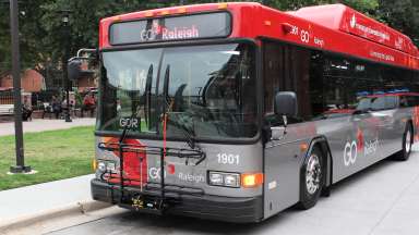 Red GoRaleigh bus