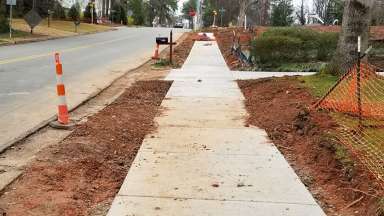 Yadkin Dr. sidewalk during construction