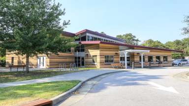 An exterior shot of the Anne Gordon Center for Active Adults