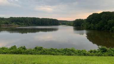 An early morning view of Shelley Lake in Raleigh