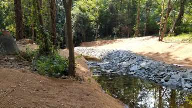 A stream that was repaired on Valley Lake Drive