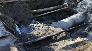 Round stormwater pipes under construction