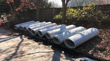 Row of concrete tubes