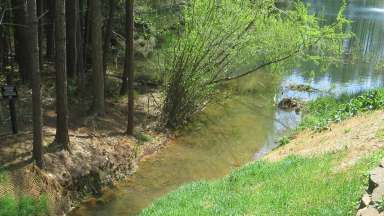 A view of the repaired stream on Doverton Court.