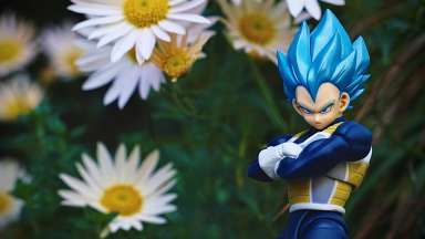 Anime character in front of flowers