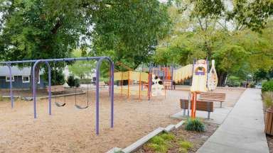 LeVelle Moton Park view of swings and playground