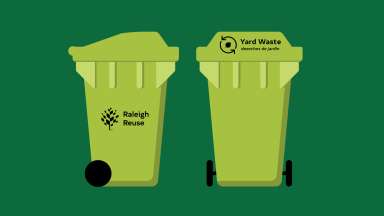 illustration of bright green, 95-gallon yard waste cart