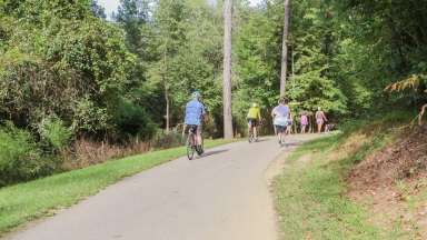 Greenway Trail with 4 people biking